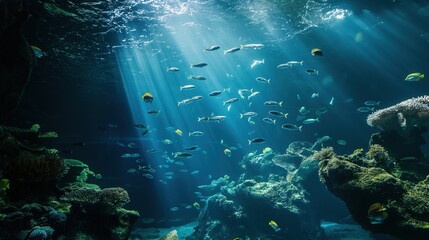 Diving. Underwater world. Coral reef and fish in the sea. Ocean coral reef underwater. Marine world underwater background. Colorful tropical fish. Ecosystem. Underwater world coral fish landscape