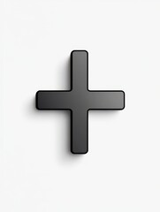 Clean symbol with rounded ends, designed in a minimalist style, showcasing a black plus sign against a white background for modern aesthetics