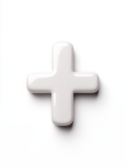 Obraz premium A sleek, clean white symbol featuring rounded edges that signifies positivity or addition, gracefully displayed on a smooth surface