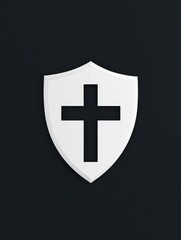 Obraz premium Cross enclosed in a shield design showcasing a modern and minimalistic aesthetic ideal for religious or symbolic representation on various backgrounds
