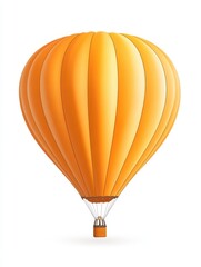 A vibrant hot air balloon adorned with colorful vertical lines gracefully soars through the clear blue sky, beckoning adventurers to explore and discover new horizons