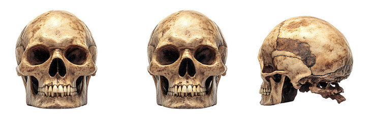Obraz premium Human Skull Views Isolated on Transparent Background