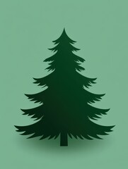 Obraz premium Simple silhouette of a Christmas tree on a muted green background, embodying the essence of the holiday season and evoking a sense of warmth and joy