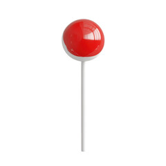 A Single Red Lollipop on a White Stick Against a Black Background: A Sweet Treat Photography