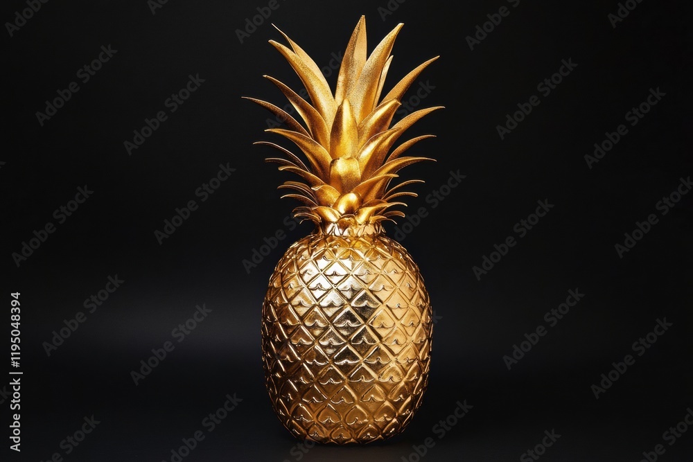 Aufkleber luxurious golden pineapple standing elegantly against a dark background showcasing its opulent textu
