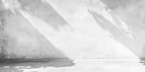 Fototapeta premium High-key black and white wall with soft shadows showcasing minimal contrast on bright white background creating a serene and timeless atmosphere