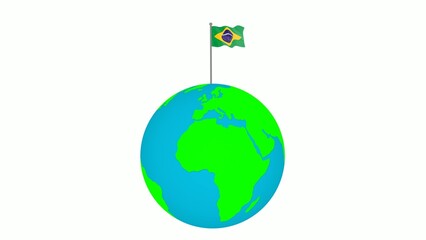 Brazil national flag fly on planet earth