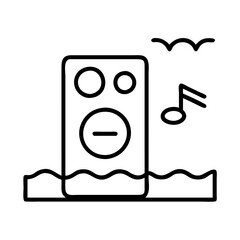 beach music speaker icon, beach music speaker line art - simple line art of beach music speaker, perfect for beach music speaker logos and icons and themed design 