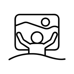 beach selfie icon, beach selfie line art - simple line art of beach selfie, perfect for beach selfie logos and icons and themed design 