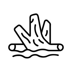 driftwood icon, driftwood line art - simple line art of driftwood, perfect for driftwood logos and icons and themed design 