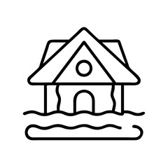 driftwood hut icon, driftwood hut line art - simple line art of driftwood hut, perfect for driftwood hut logos and icons and themed design 