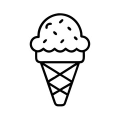 ice cream cone icon, ice cream cone line art - simple line art of ice cream cone, perfect for ice cream cone logos and icons and themed design 