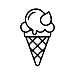 ice cream cone icon, ice cream cone line art - simple line art of ice cream cone, perfect for ice cream cone logos and icons and themed design 