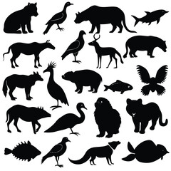 Fototapeta premium set of animals silhouettes