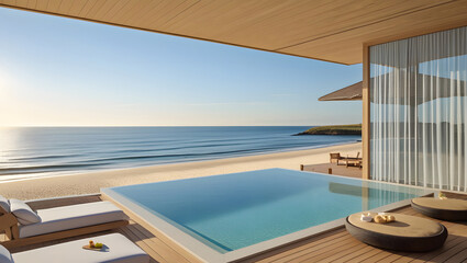 Fototapeta premium Private swimming pool atmosphere of a seaside accommodation