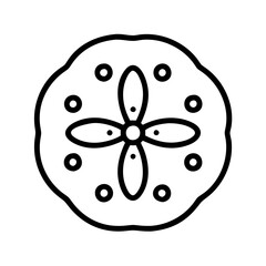sand dollar icon, sand dollar line art - simple line art of sand dollar, perfect for sand dollar logos and icons and themed design 