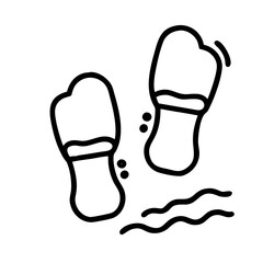 sand footprints icon, sand footprints line art - simple line art of sand footprints, perfect for sand footprints logos and icons and themed design 