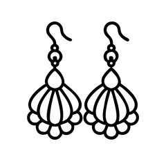 seashell earrings icon, seashell earrings line art - simple line art of seashell earrings, perfect for seashell earrings logos and icons and themed design 