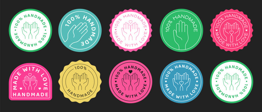 Handmade Icon Sign. Made with Love Icon. Handcrafted Logo.