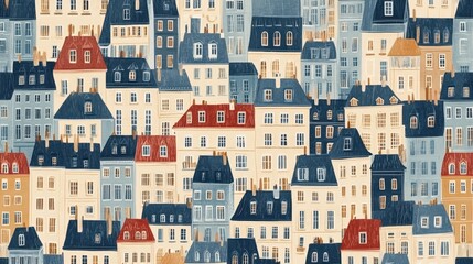 Vintage Seamless Pattern Showcasing Parisian Cityscape Design