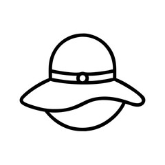 sun hat icon, sun hat line art - simple line art of sun hat, perfect for sun hat logos and icons and themed design 