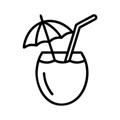 tropical drink with umbrella icon, tropical drink with umbrella line art - simple line art of tropical drink with umbrella, perfect for tropical drink with umbrella logos and icons and themed design 