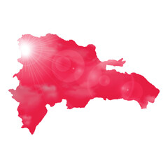 Map of DOMINICAN REPUBLIC with Beautiful Sun and Clouds in Body