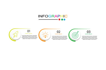 Process chart with three connected paper white circles placed in horizontal row. Concept of 3 stages of startup development. Modern infographic design