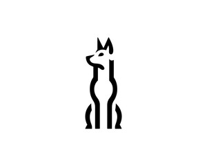 Silhouette Dog logo design icon symbol vector illustration. Black and White Dog Logo