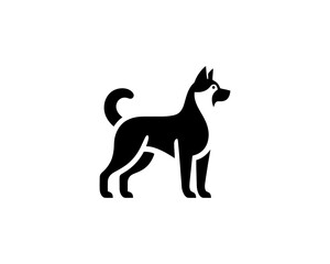 Silhouette Dog logo design icon symbol vector illustration. Black and White Dog Logo