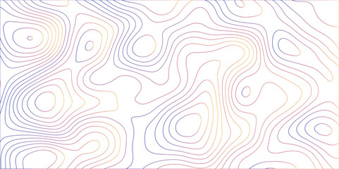 Abstract colorful contour wave lines topographic background, lines map seamless pattern, modern wallpaper texture and realistic design used for banner and posters, mountain relief geographic pattern.