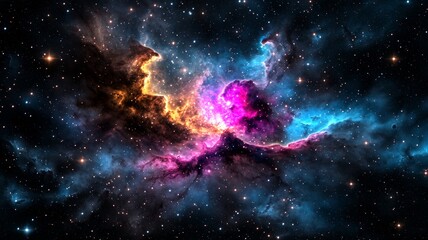 Fototapeta premium Cosmic Nebula Vibrant Stars Galaxy Space Background