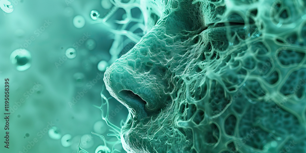 Poster digital rendering of network structure resembling a face