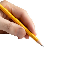 Hand holding pencil with transparent background focused detail creative environment close-up perspective
