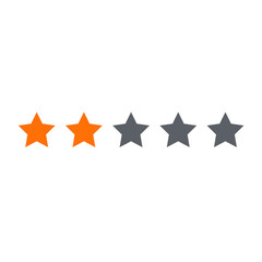 Two stars customer product rating review on transparent background