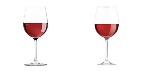 Elegant wine glasses filled with red wine, showcasing modern design and minimalism