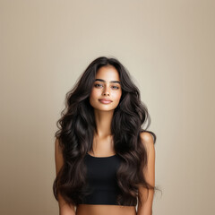 Naklejka premium a beautiful Indian woman with lush silky smooth and shiny hair