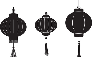 Silhouette of a Chinese lantern with a tassel vector silhouette