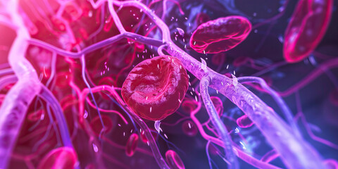 Digital Microscopic Rendering of Blood Vessels and Erythrocytes