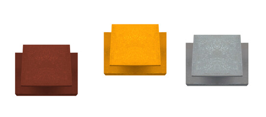 Gold, silver, and bronze award stand. On isolated transparent background.