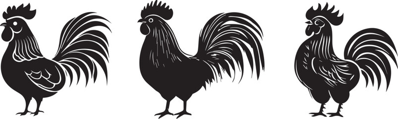 Silhouette of a Chinese rooster vector silhouette