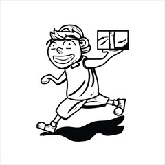 Package introduction illustration, cartoon, black and white style, good for children's coloring teaching materials, complementary graphic elements and others