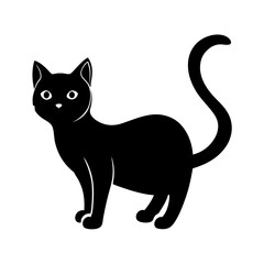 Cat silhouette and line art