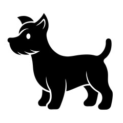 Dog silhouette and line art
