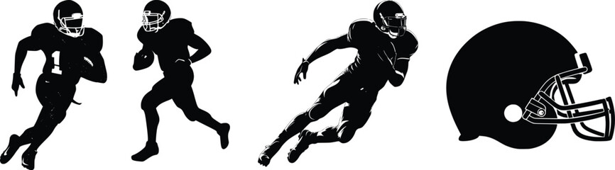 Fototapeta premium American football player collection, silhouette football player. Generative ai