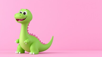 Obraz premium A charming cartoon T-Rex dinosaur, set against a green backdrop, showing off a broad grin. Ideal for kids' educational resources and fun illustrations.