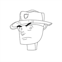 Police illustrations, black and white cartoon styles are great for teaching materials to color other beautiful children