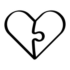 
Illustration depicting a heart icon in the form of a puzzle on a white background