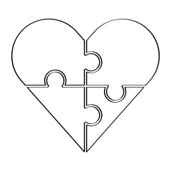 
Illustration depicting a heart icon in the form of a puzzle on a white background