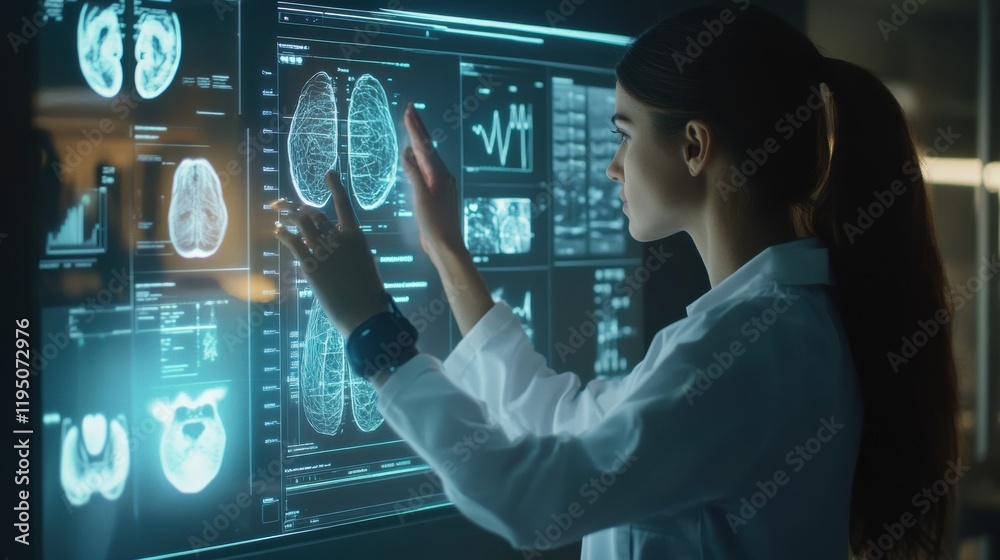 Leinwandbilder medical professional analyzing diagnostic data on a modern touchscreen interface in a clinical envir